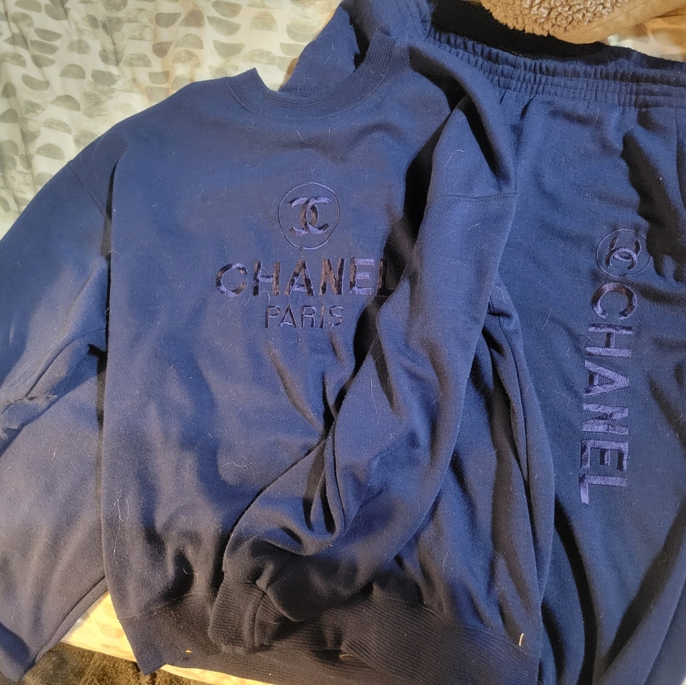 Chanel Blue Sweatshirt and Sweatpants Set